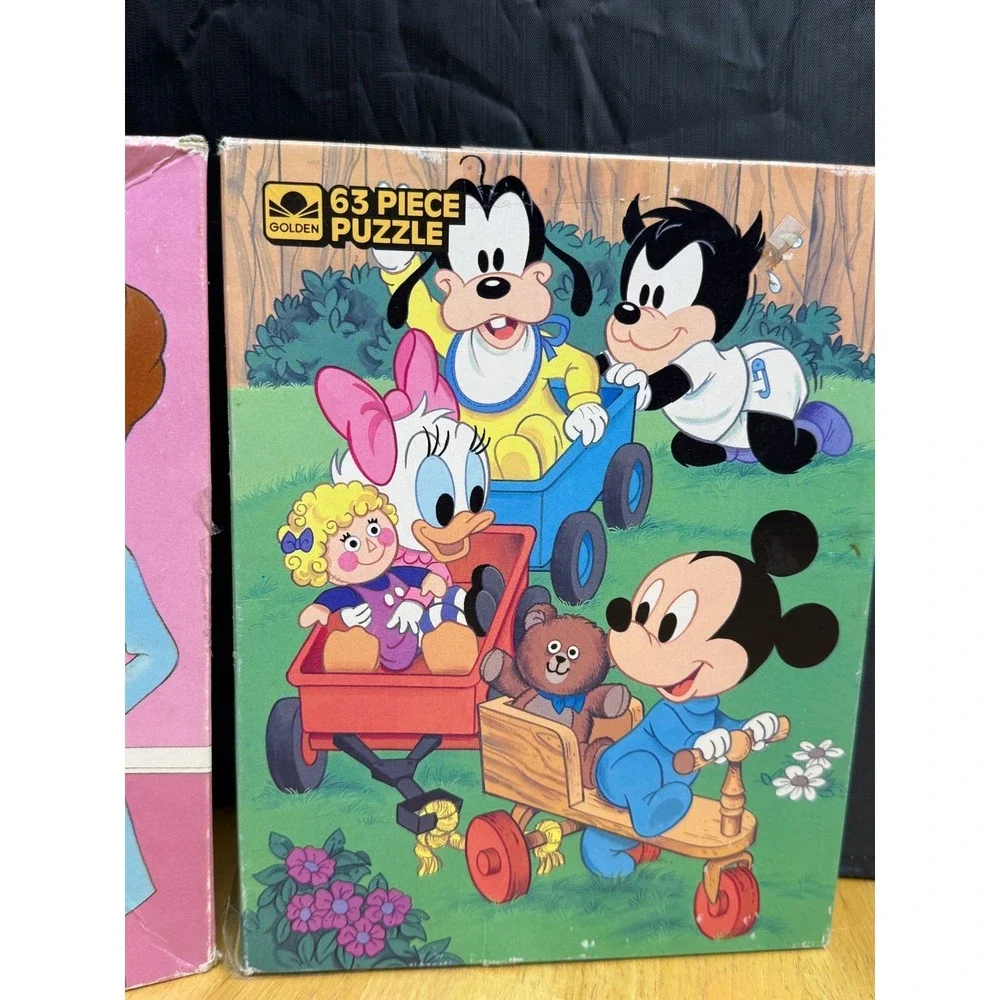 Vintage Children's Jigsaw Puzzle 9pc Lot 1980's Barney Hulk Pound Puppies Disney